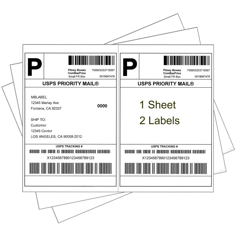 MBLABEL Half Sheet Shipping Labels, 8.5" x 5.5" Address Labels, Half Sheet Self Adhesive Mailing Labels for Laser & Inkjet Printers (100 Sheets, 200 Labels) - Image 2